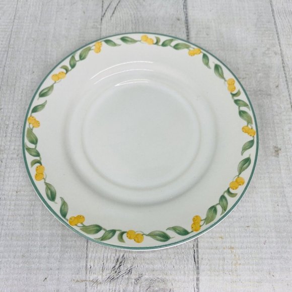 Julie Pople Avon COUNTRY FRUIT COLLECTION Porcelain Lemon Rim Saucers Set of 4 - Picture 8 of 16
